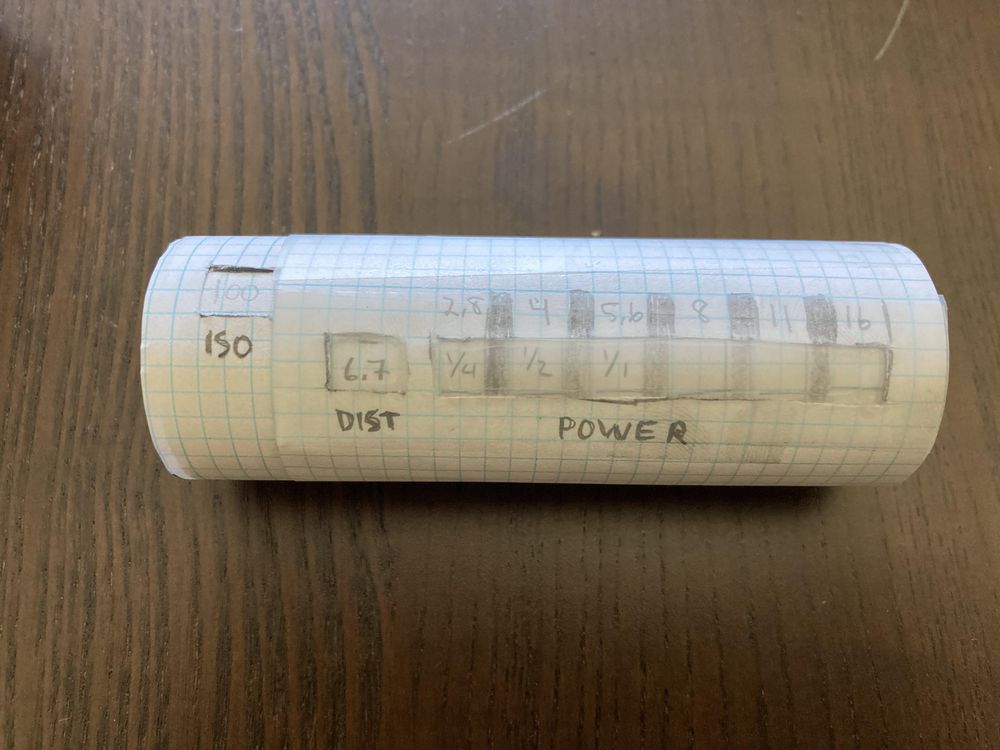 I'm learning to use a flash on my analog camera, so I made an analog flash power computer....